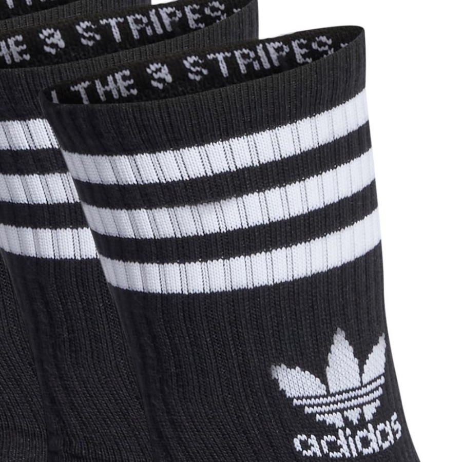 Men Adidas Socks | Adidas Mid Cut Crew Sock 3 Pack Il5022 - Black / White