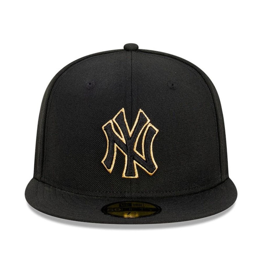 Men New Era Fitted | New Era 59Fifty Metallic Accent Fitted Cap New York Yankees - Black / Metallic Gold