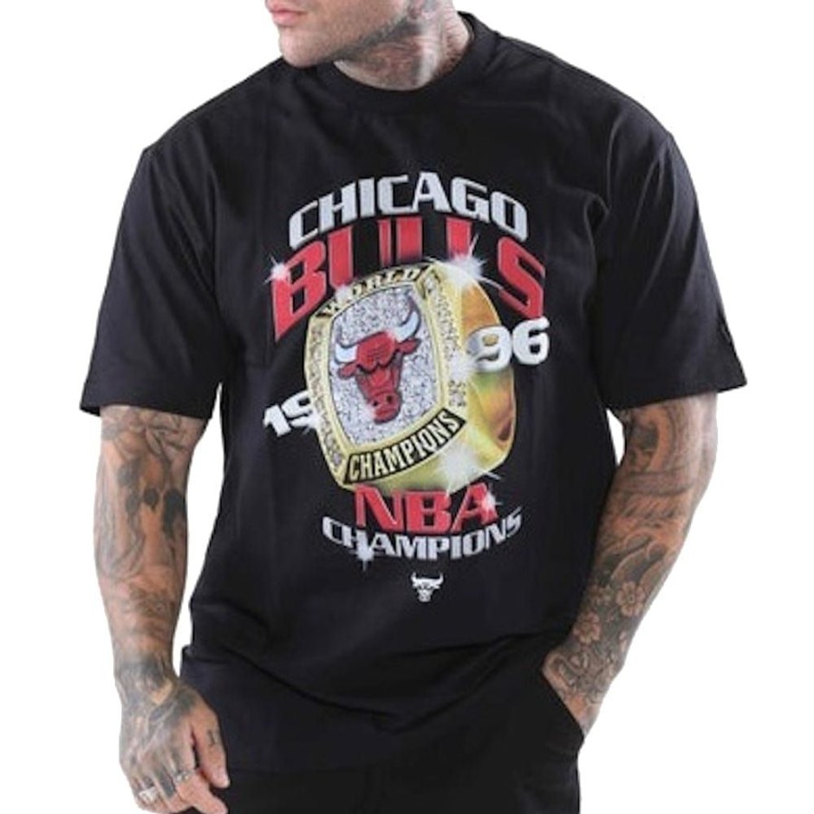 Men New Era Nba Clothing | New Era Champions Ring Oversize Tee Chicago Bulls - Black