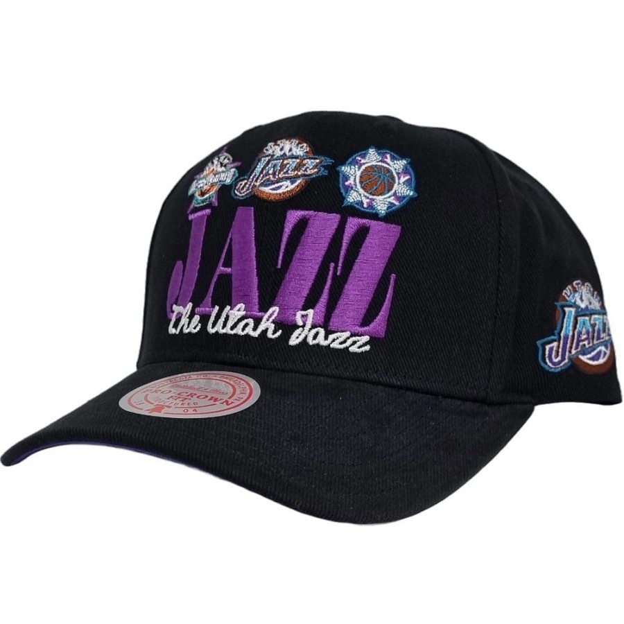 Men Mitchell u0026 Ness Nba Hats | Mitchell & Ness Reframe Pro Crown Snapback Utah Jazz - Black / Purple