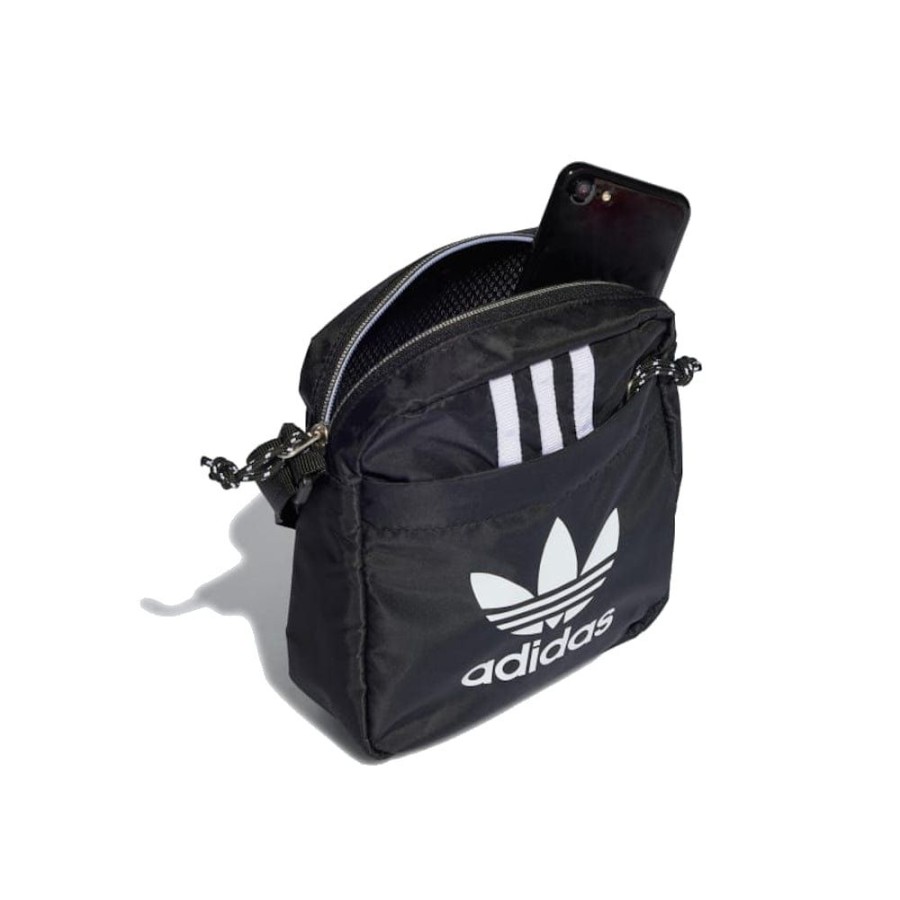 Kids Adidas School Bags | Adidas 3 Stripe Adicolor Archive Festival Bag - Black / White