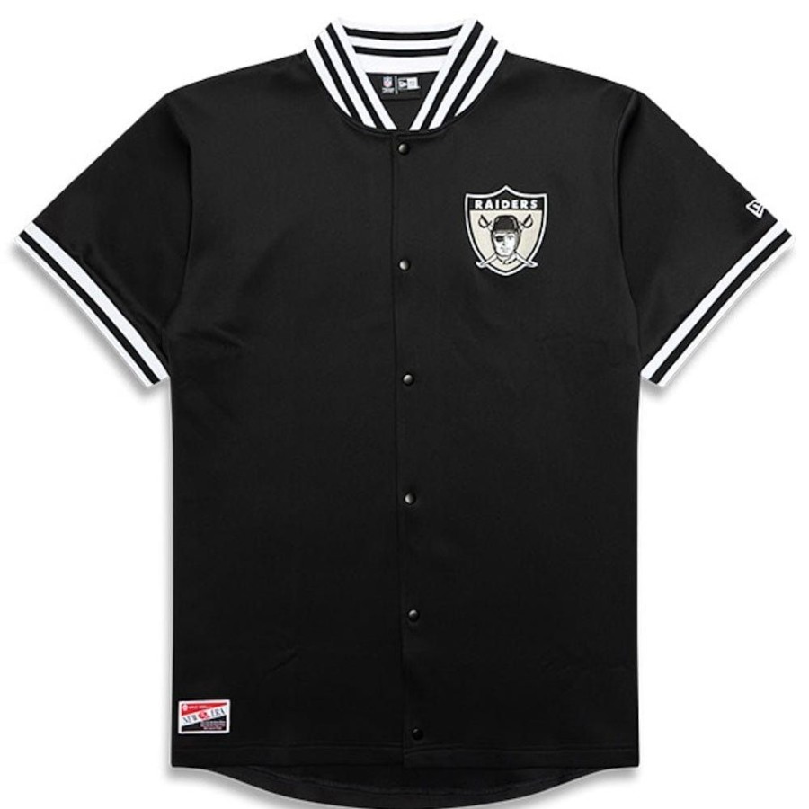 Men New Era Nfl Clothing | New Era Button Up Oversize Tee Las Vegas Raiders - Black