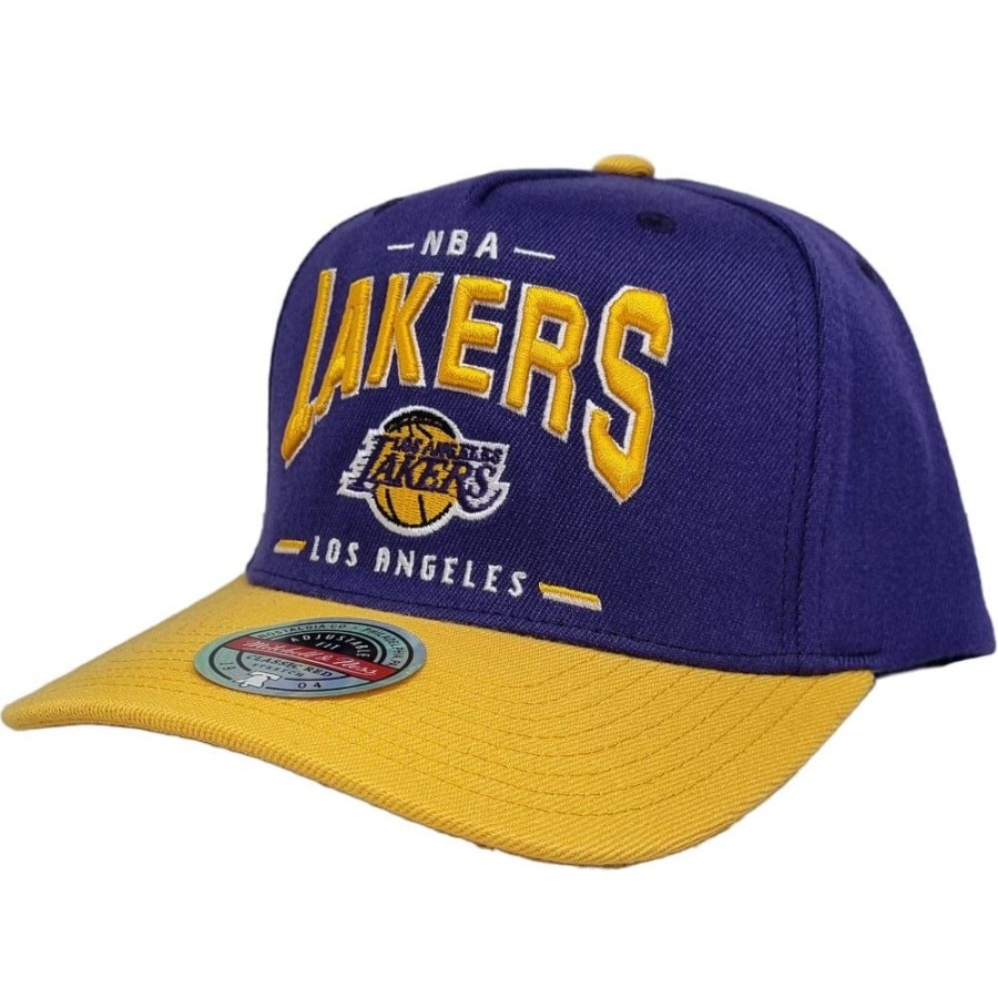 Men Mitchell u0026 Ness Snapback | Mitchell & Ness Headline Arch Classic Redline Stretch Snapback Los Angeles Lakers - Purple / Yellow