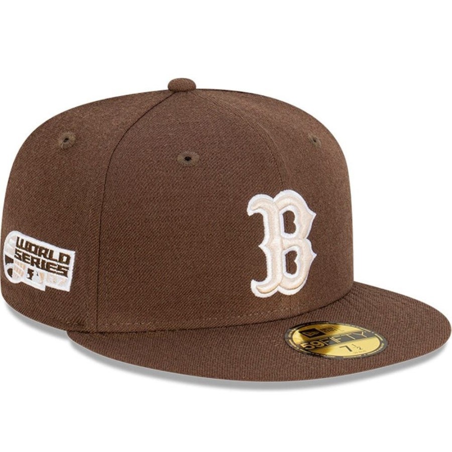 Men New Era Mlb Hats | New Era 59Fifty World Series Fitted Cap Boston Red Sox - Walnut / Stone / White