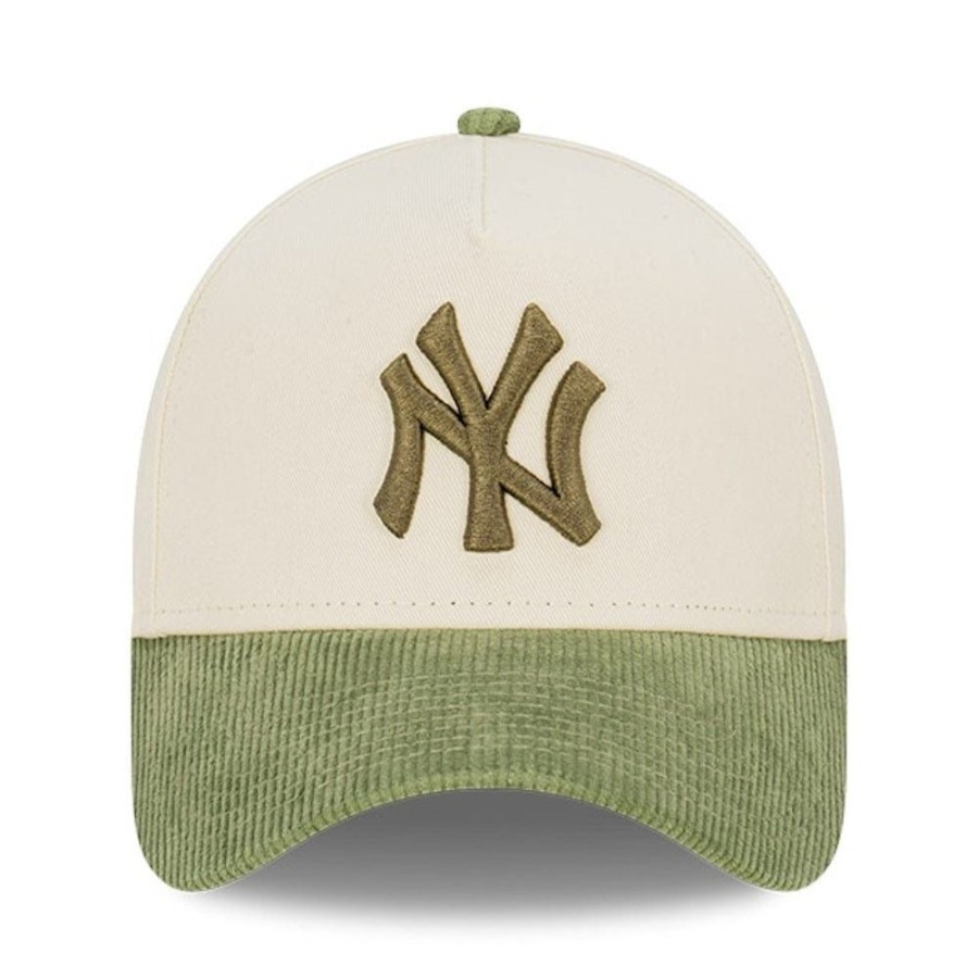 Men New Era Snapback | New Era 9Forty Cord A-Frame Snapback New York Yankees - Chrome White / New Olive