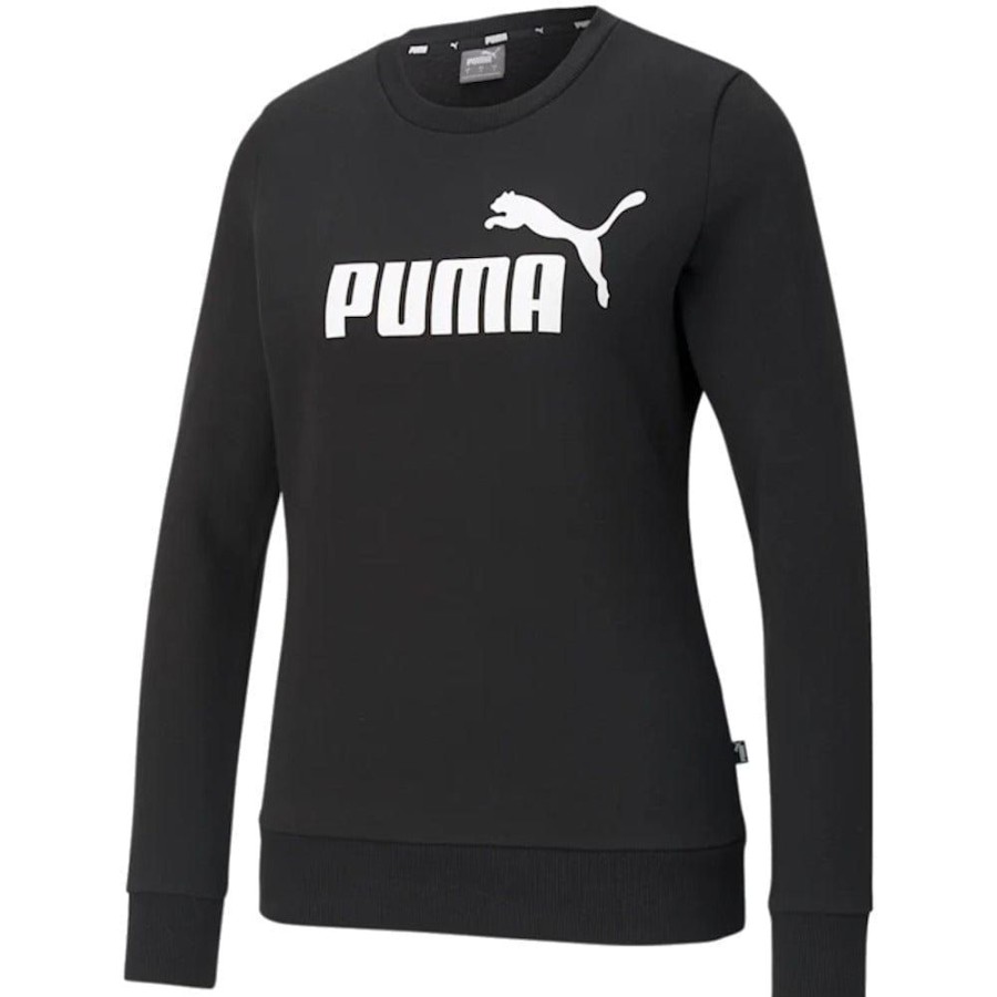 Women Puma Tops | Puma Womens Essential Logo Crew Fl - Black