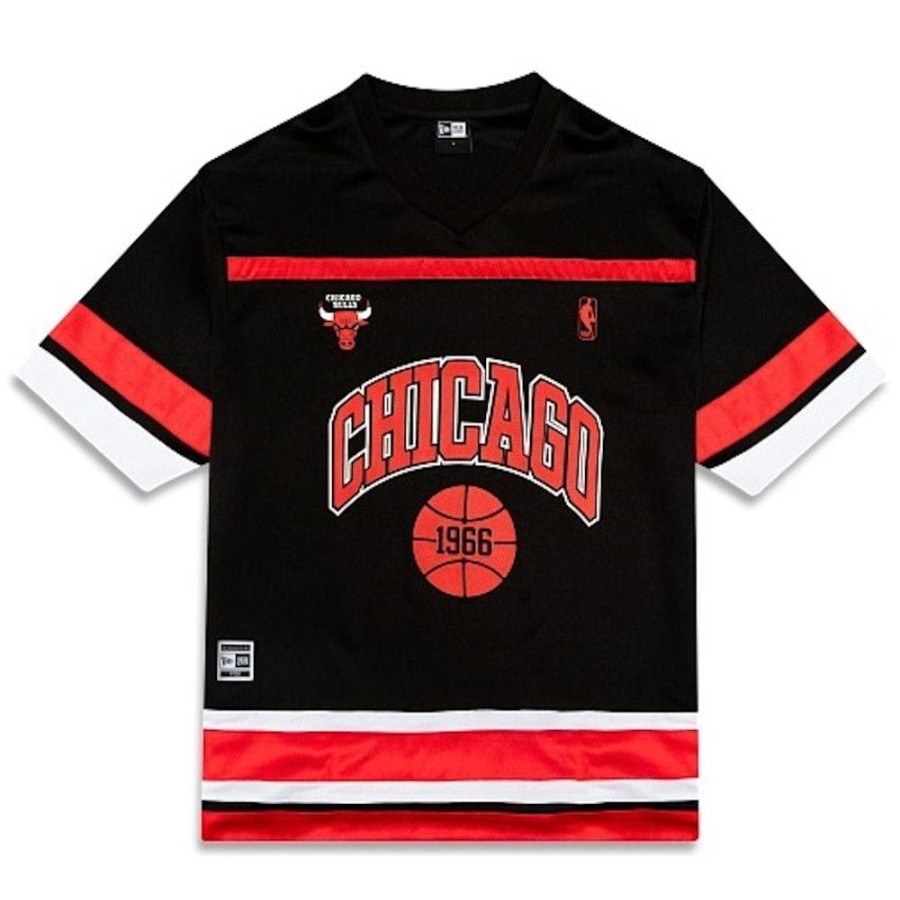 Men New Era Nba Clothing | New Era Oversize Hockey Jersey Chicago Bulls - Black