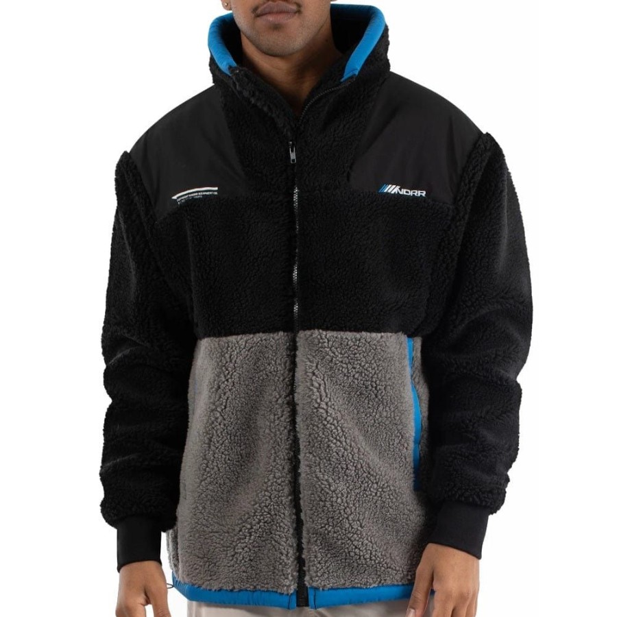 Men WNDRR Jackets | Wndrr Compound Sherpa Jacket - Black / Grey