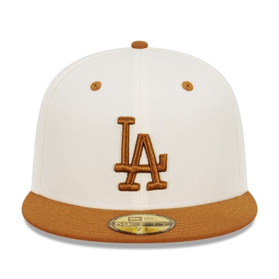 Men New Era Fitted | New Era 59Fifty Peanut Butter Toast Fitted Cap Los Angeles Dodgers - Chrome White / Toasted Peanut