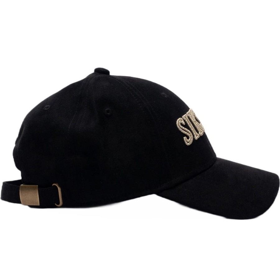 Men SikSilk Strapback | Siksilk Faux Suede Baseball Strapback Cap - Black