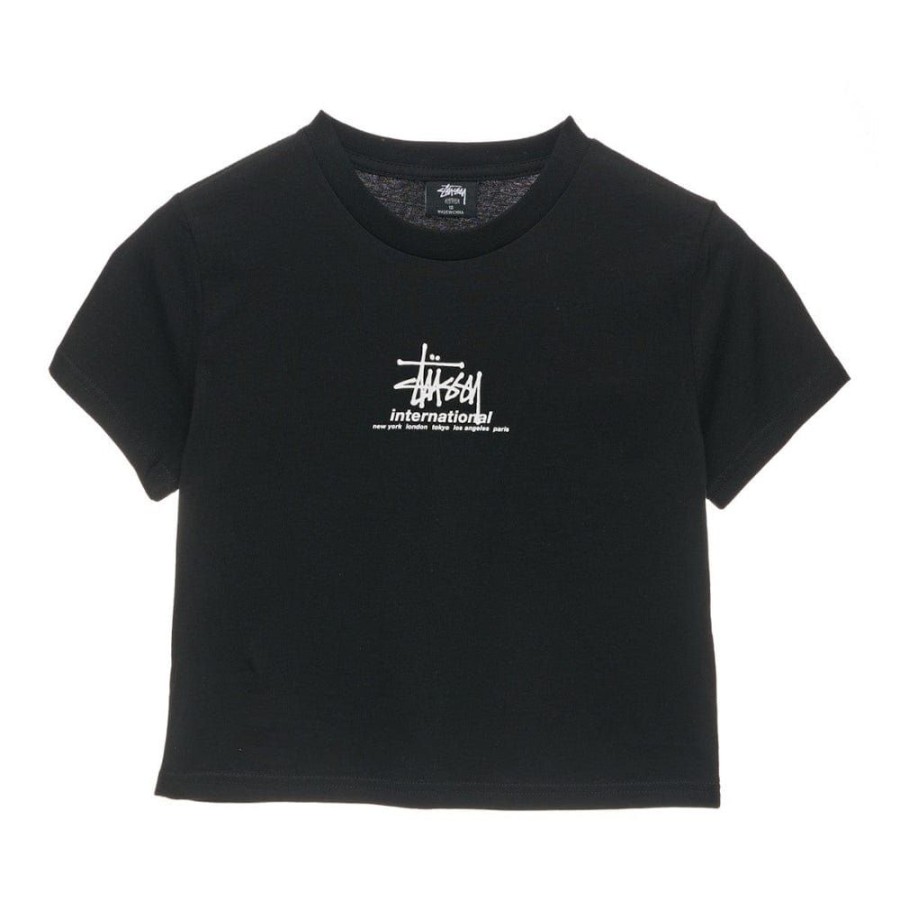 Women Stussy Tops | Stussy Womens International Slim Tee - Black