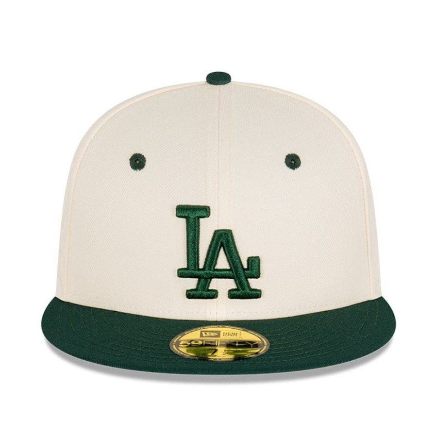 Men New Era Fitted | New Era 59Fifty Fitted Cap Los Angeles Dodgers - Chrome White / Dark Green