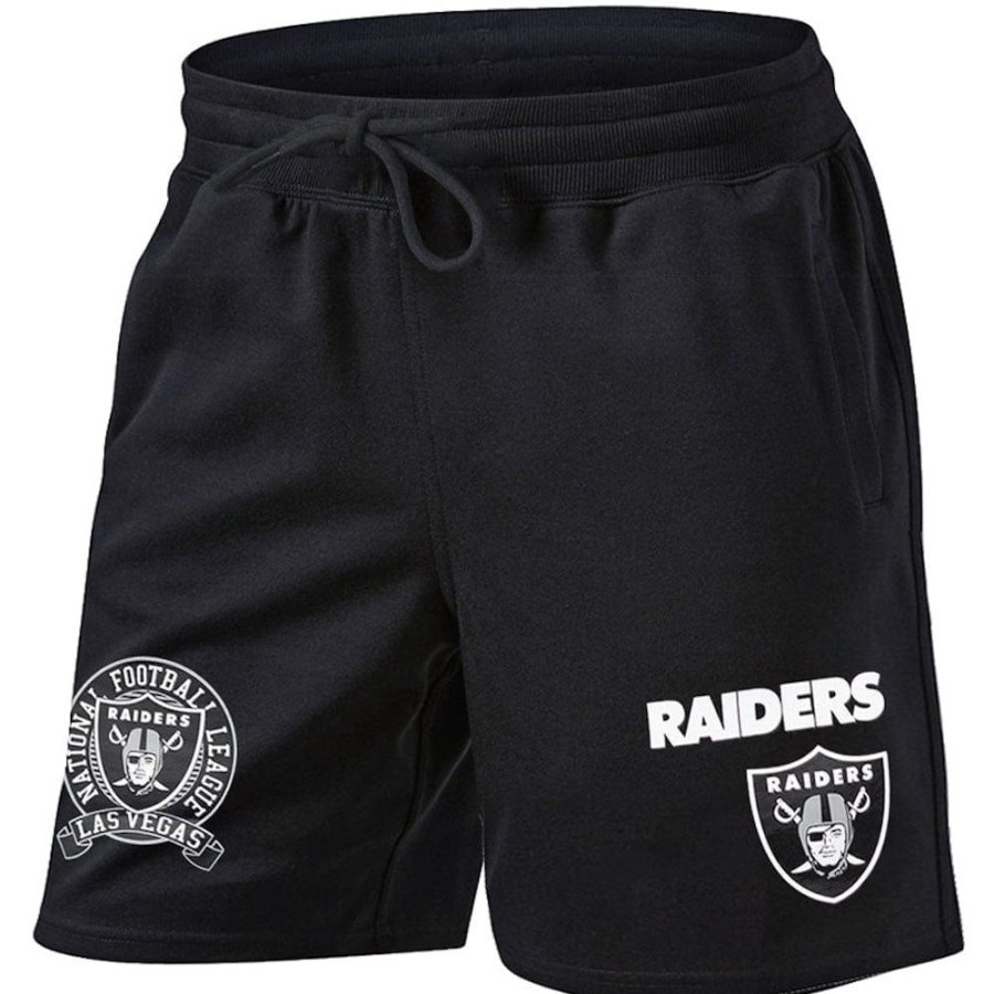 Men Majestic Athletic Nfl Clothing | Majestic Athletic New Classic Fleece Short Las Vegas Raiders - Faded Black