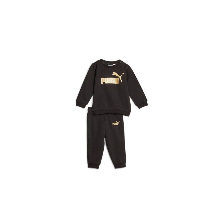 Kids Puma Kids | Puma Minicats Ess+ Crew Jogger Fl Jogger Set - Black