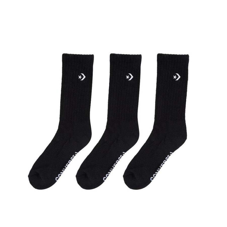 Men Converse Socks | Converse Star Chevron Crew Sock 3 Pack - Black