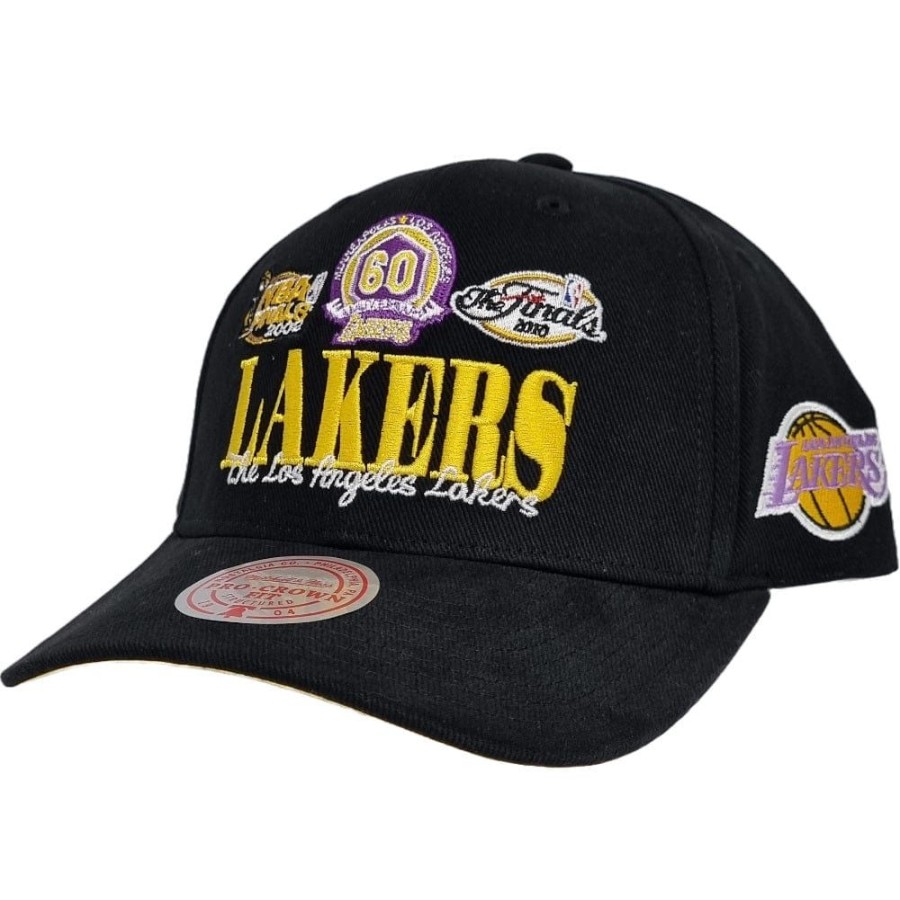 Men Mitchell u0026 Ness Nba Hats | Mitchell & Ness Reframe Pro Crown Snapback Los Angeles Lakers - Black / Yellow