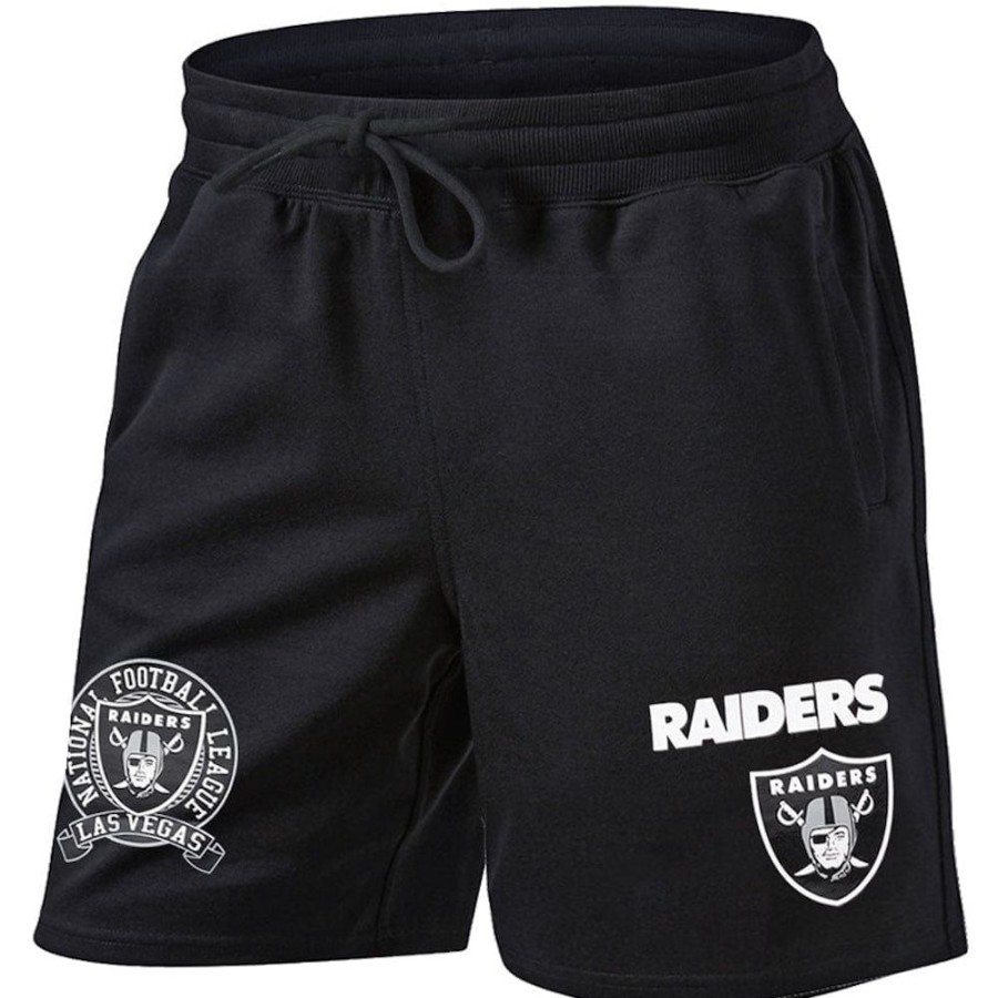 Men Majestic Athletic Shorts | Majestic Athletic New Classic Fleece Short Las Vegas Raiders - Faded Black