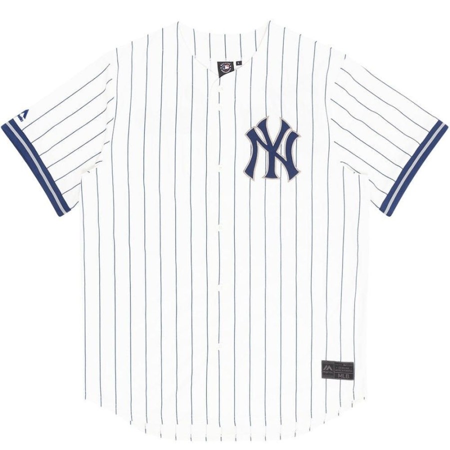 Men Majestic Athletic Mlb Clothing | Majestic Athletic Mlb Pinstripe Replica Jersey New York Yankees - Vintage White