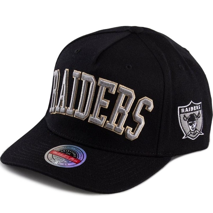 Men Mitchell u0026 Ness Nfl Hats | Mitchell & Ness Wordmark Pro Crown Snapback Las Vegas Raiders - Black